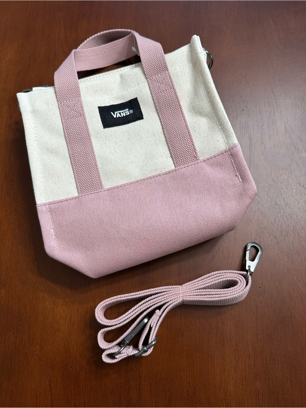 Vans Cream & Pink Mini Tote Bag - Picture 2 of 5